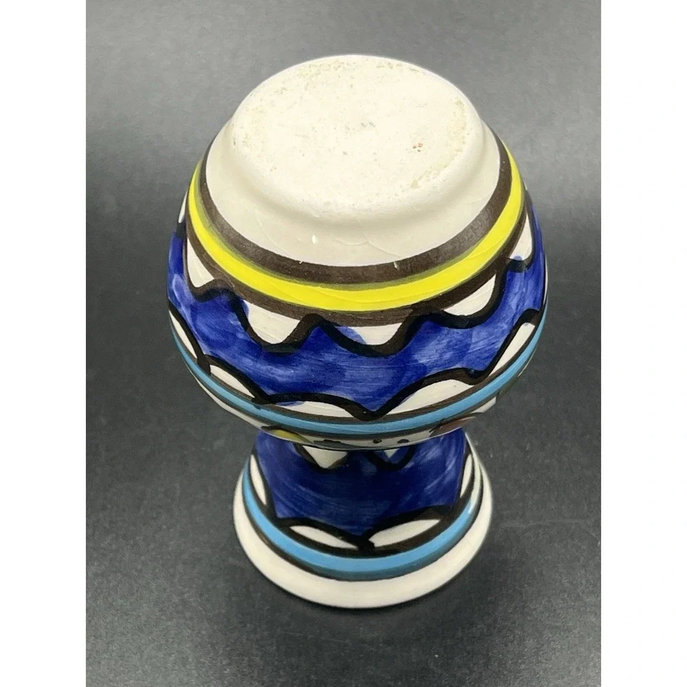 Armenian Small Pottery‎ Bud Vase Blue, Red, Green,Yellow Flowers Leaves 3.75